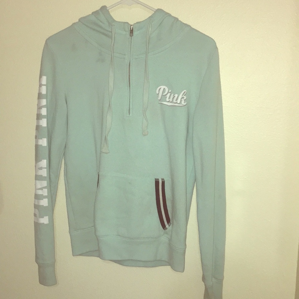 VS PINK HALF ZIP BLUE HOODIE